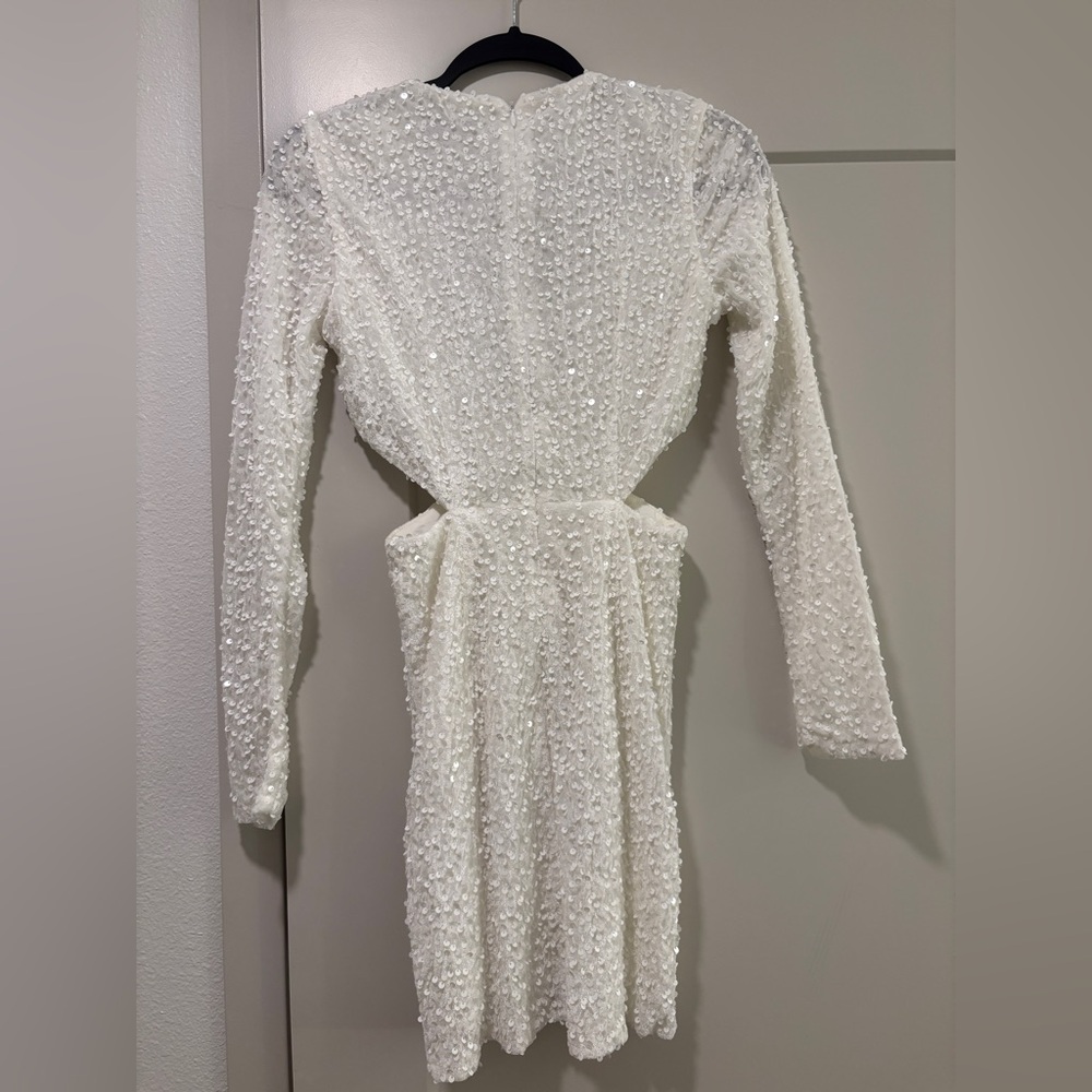 White Sequin Embellished Mini Dress - Picture 3 of 3
